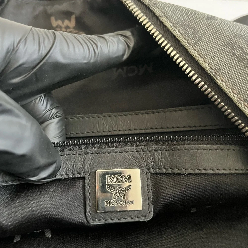 MCM Black and Gray Monogram Briefcase